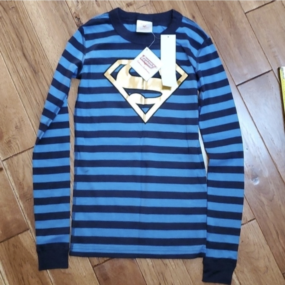 Hanna Andersson Blue and Black Striped Superhero Tee